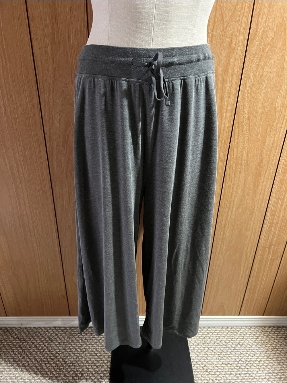 Kit and Ace Charcoal Wide-Leg Lounge Pants with Drawstring